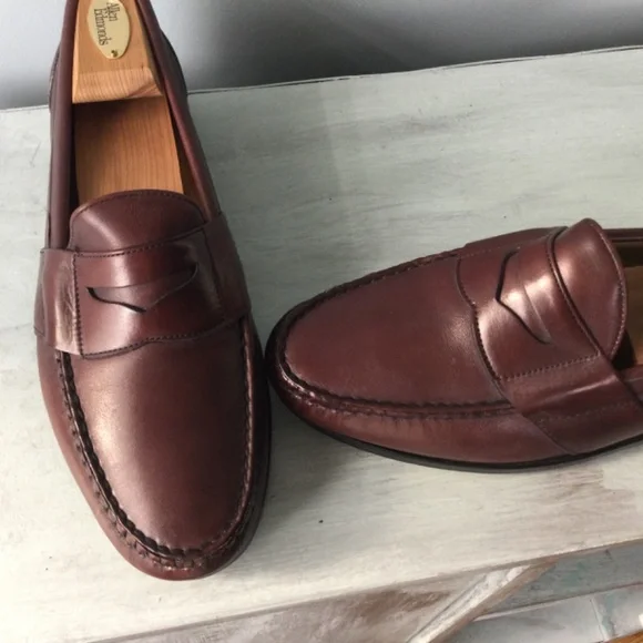 ALLEN EDMONDS CAMERON BURGUNDY LEATHER LOAFERS